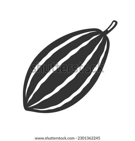 Cocoa pod isolated on white background. Logo template. Cacao beans. Vector illustration