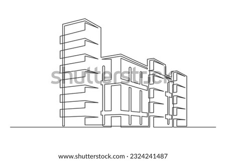 Continuous one line building. Vintage building isolated on a white background. Business concept. Vector illustration