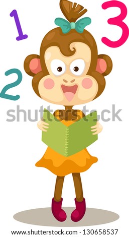 illustration of monkey reading a book (EPS vector version id 130016978,format also available in my portfolio)