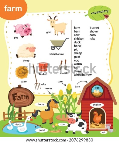 education vocabulary farm vector illustration