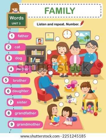 education vocabulary family vector illustration