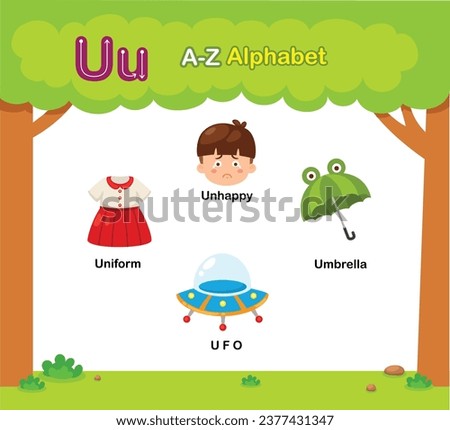 Alphabet Letter U education vocabulary illustration vector