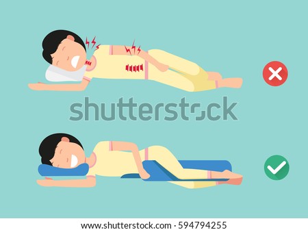 Orthopedic pillows,for a comfortable sleep and a healthy posture,Best and worst positions for sleeping, illustration, vector