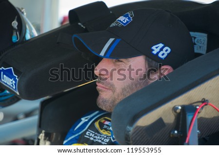 DALLAS, TX - NOVEMBER 02:Jimmie Johnson wins the Coors Light Pole at the  Nascar Sprint Cup Qualifying at Texas Motorspeedway in Dallas, TX on November 02, 2012