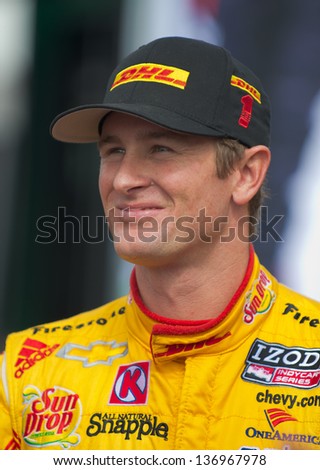 LONG BEACH, CA - APRIL 21:Ryan Hunter-Reay at the  Izod Indycar Grand Prix in Long Beach, CA on April 21, 2013