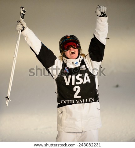 DEER VALLEY, UT - January 10: Justine Dufour-Lapointe wins at the FIS VISA FREESTYLE World Cup Women Dual Moguls at Deer Valley, UT on January 10, 2015