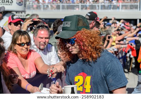 LAS VEGAS, NV - March 08: Comedian \'Carrot Top\' at the NASCAR Sprint Kobalt 400 race at Las Vegas Motor Speedway on March 08, 2015