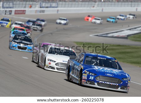 LAS VEGAS, NV - March 08: Cole Whitt (35) leading a pack of cars a the NASCAR Sprint Kobalt 400 race at Las Vegas Motor Speedway on March 08, 2015