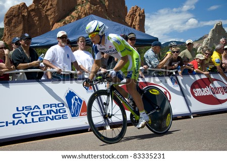 COLORADO SPRINGS, CO - AUG 22: Professional cyclist Juraj Sagan rides the prologue course of the 2011 USA Pro Cycling Challenge in Colorado Springs, USA on Aug 22, 2011