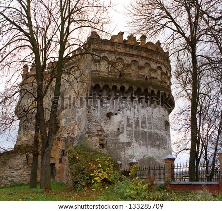 The old-time castle XVI ages. Ostrog. Ukraine Tower of the castle if Ostrog, Ukraine
