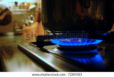 Burning gas of a kitchen stove