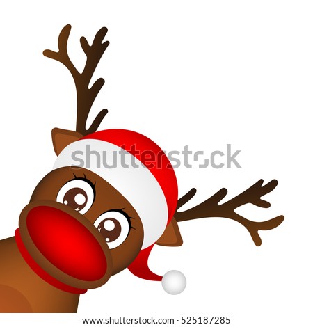 Reindeer Peeking Sideways On A White Background Stock Vector ...