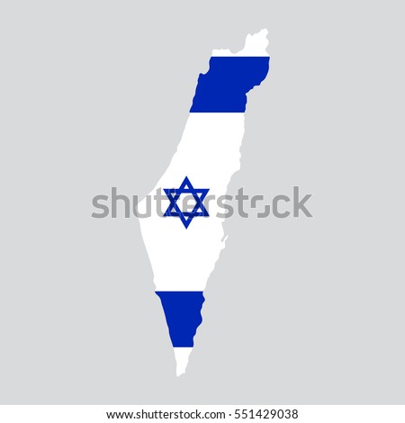 Israel map painted in the color of the flag