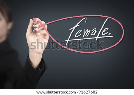 Business woman drawing female ( lipstick concept )