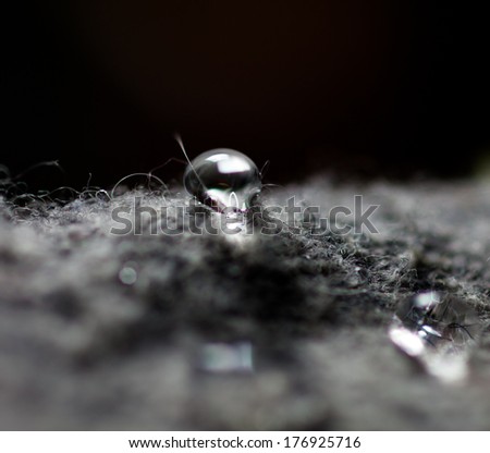 water droplet on grey fabric