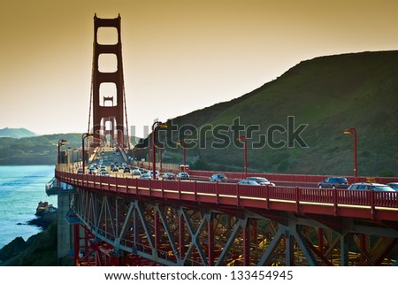 Golden Gate bridge seen from Vista Point, Sausalito, California, USA