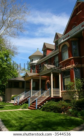 Red brick houses in Oak Park, Chicago, Illinois