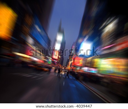 Times square, Manhattan, New York, radial blur