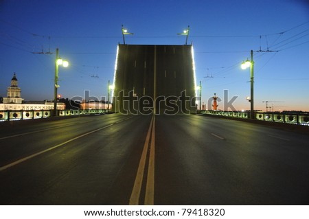 Saint Petersburg white nights opening bridge over Neva