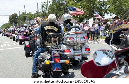 PENSACOLA, FL - JUNE 22: Patriot Riders and more gather at church of fallen Army SSGT Jesse Thomas in Pensacola, FL on June 22, 2013 to counter possible demonstration by Westboro Baptist Church.