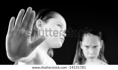 Young girls showing attitude and emotion