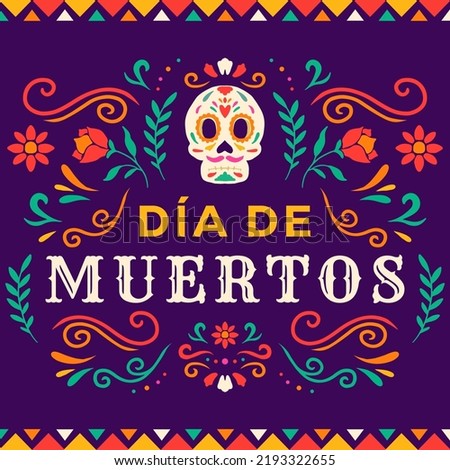 flat Dia de muertos illustration with ornaments