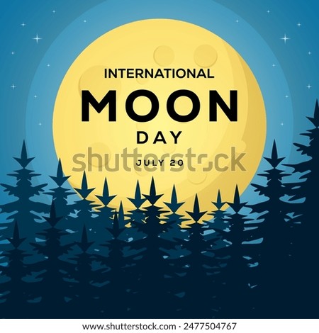 International Moon Day illustration with the full moon behind the tree