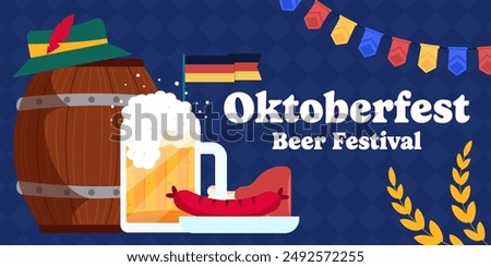 oktoberfest beer festival horizontal banner illustration