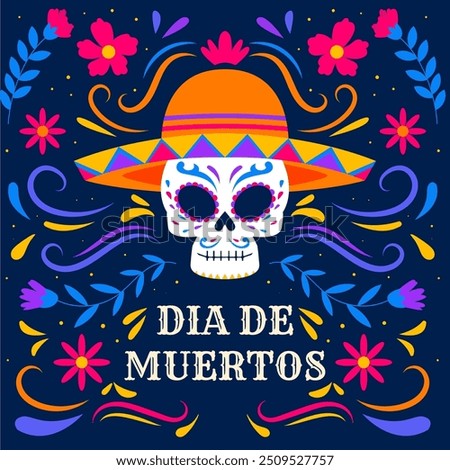 flat design Dia de Muertos or day of the dead illustration