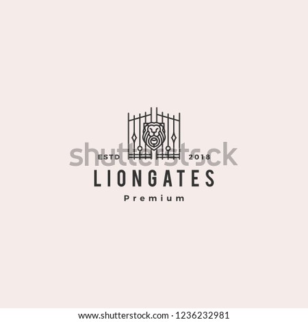 lion gate liongates logo vector hipster retro vintage label illustration
