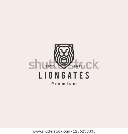 lion gate liongates logo vector hipster retro vintage label illustration