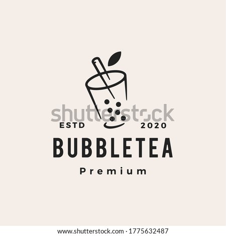 bubble tea hipster vintage logo vector icon illustration