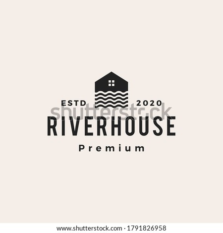 river house hipster vintage logo vector icon illustration