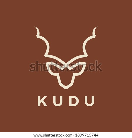 kudu head line outline logo vector icon illustration