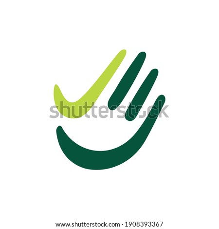 hand palm check high five finger green logo vector icon illustration