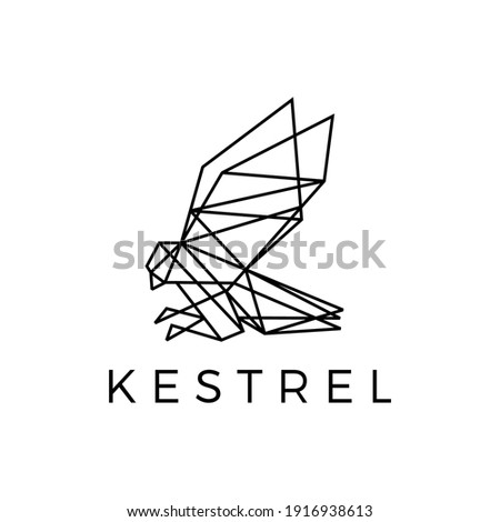 kestrel bird geometric outline polygonal logo vector icon illustration