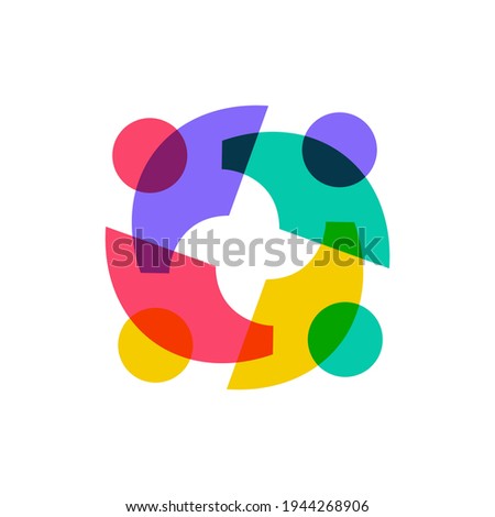 people family together human unity overlay overlap logo vector icon illustration