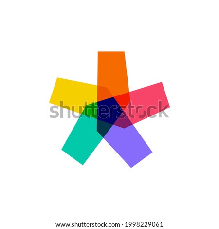 asterisk symbol sign overlapping color logo vector icon illustration