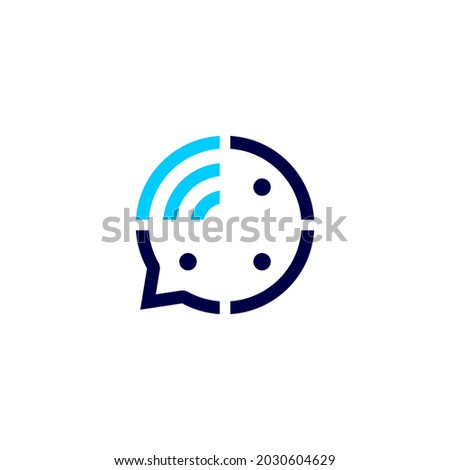three people talk signal wireless group 3 chat bubble communication conference logo vector icon illustration