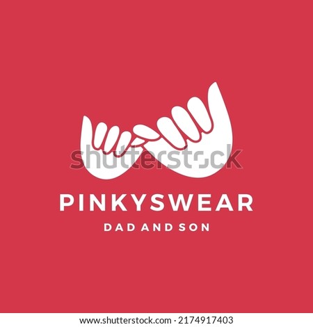 pinky swear promise dad and son daughter little finger hand logo vector icon illustration