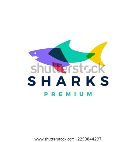shark overlap overlapping color logo vector icon illustration