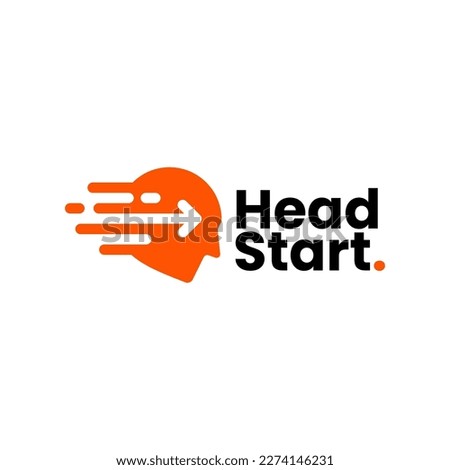 Head Start Front Forward Arrow Fast Quick Dash Logo Vector Icon Illustration