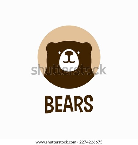 Cute Bear Mascot Character Cartoon Round Circle Emblem Logo Vector Icon Illustration