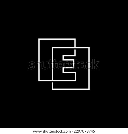 Letter E Lettermark Initial Overlapping Outline Square Logo Vector Icon Illustration

