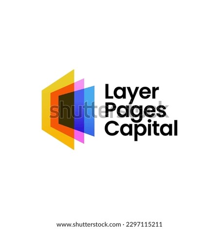 Layer Pages Frame Glass Book Colorful Gradient Overlapping Color Logo Vector Icon Illustration