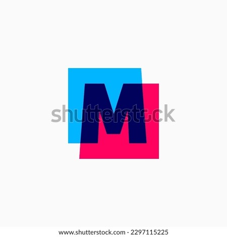 Letter M Lettermark Initial Multiply Overlapping Color Square Logo Vector Icon Illustration