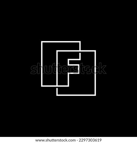 Letter F Lettermark Initial Overlapping Outline Square Logo Vector Icon Illustration