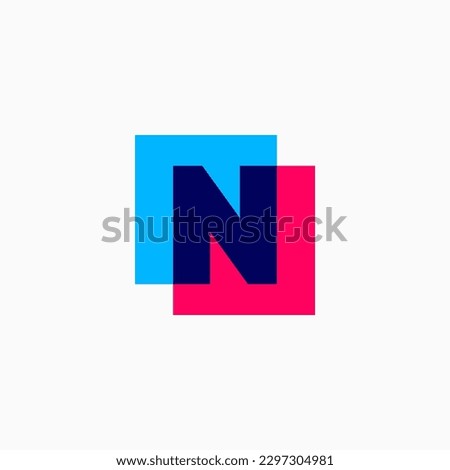 Letter N Lettermark Initial Multiply Overlapping Color Square Logo Vector Icon Illustration