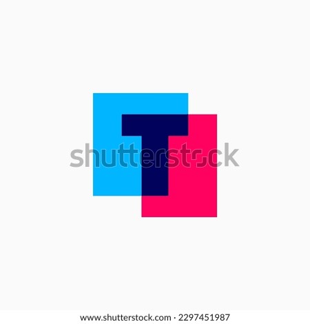 Letter T Lettermark Initial Multiply Overlapping Color Square Logo Vector Icon Illustration