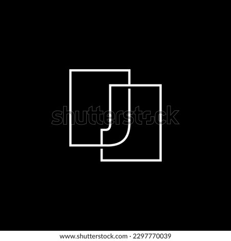 Letter J Lettermark Initial Overlapping Outline Square Logo Vector Icon Illustration